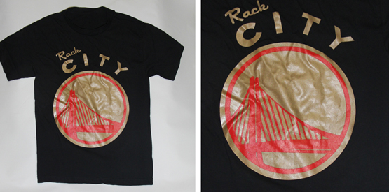 the Pacifica T-shirt with gold ink
